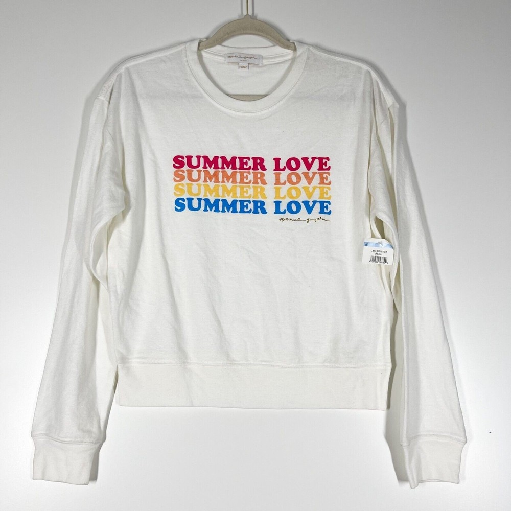 Spiritual Gangster Summer Love Graphic Sweater Women's White Pullover Medium NEW - Picture 2 of 9